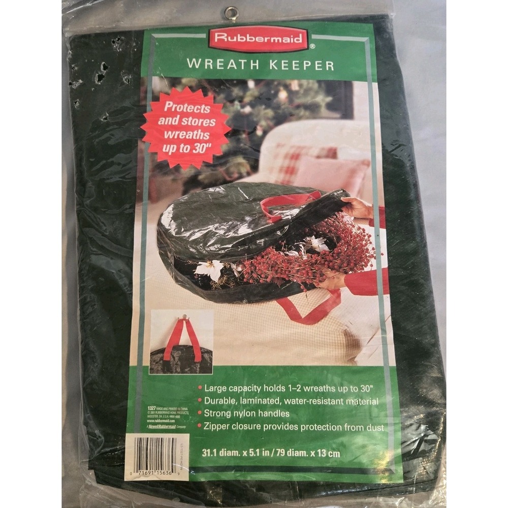 Vintage 2001 Rubbermaid Wreath Keeper Storage Bag Holds 1-2 Wreaths Up to 30"